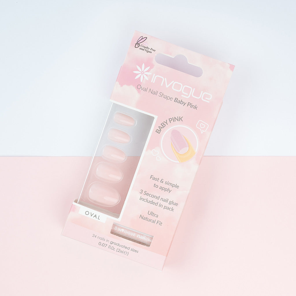 Invogue False Nails Oval Medium Length - Baby Pink | False Eyelashes