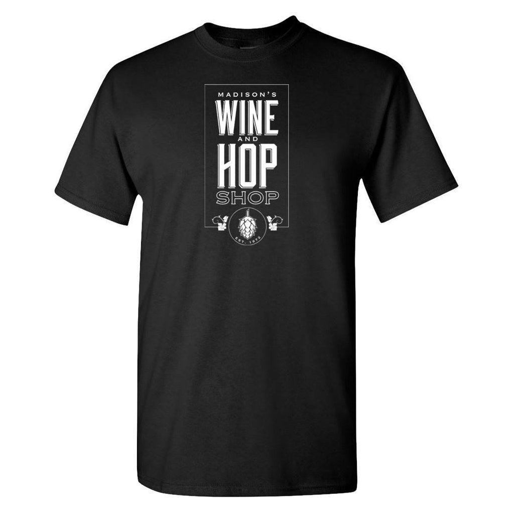 Wine And Hop Shop Gear - Wine And Hop Shop T-Shirt - Black And White W/ Hop Logo