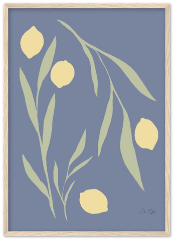 Lemons and floral leafs print by Anna Mörner - Buy today