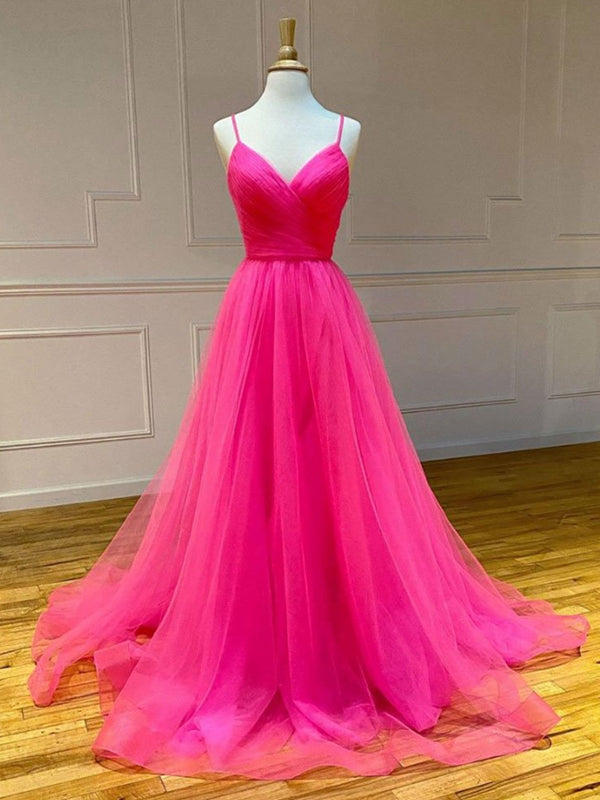 Hot Pink High Low Tulle Prom Dresses, High Low Pink Tulle Formal Gradu -  shegown