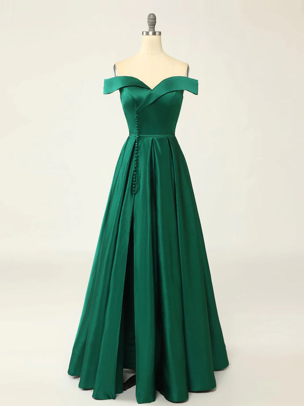 Off the Shoulder Green Long Prom Dresses, Off Shoulder Green Long Form ...