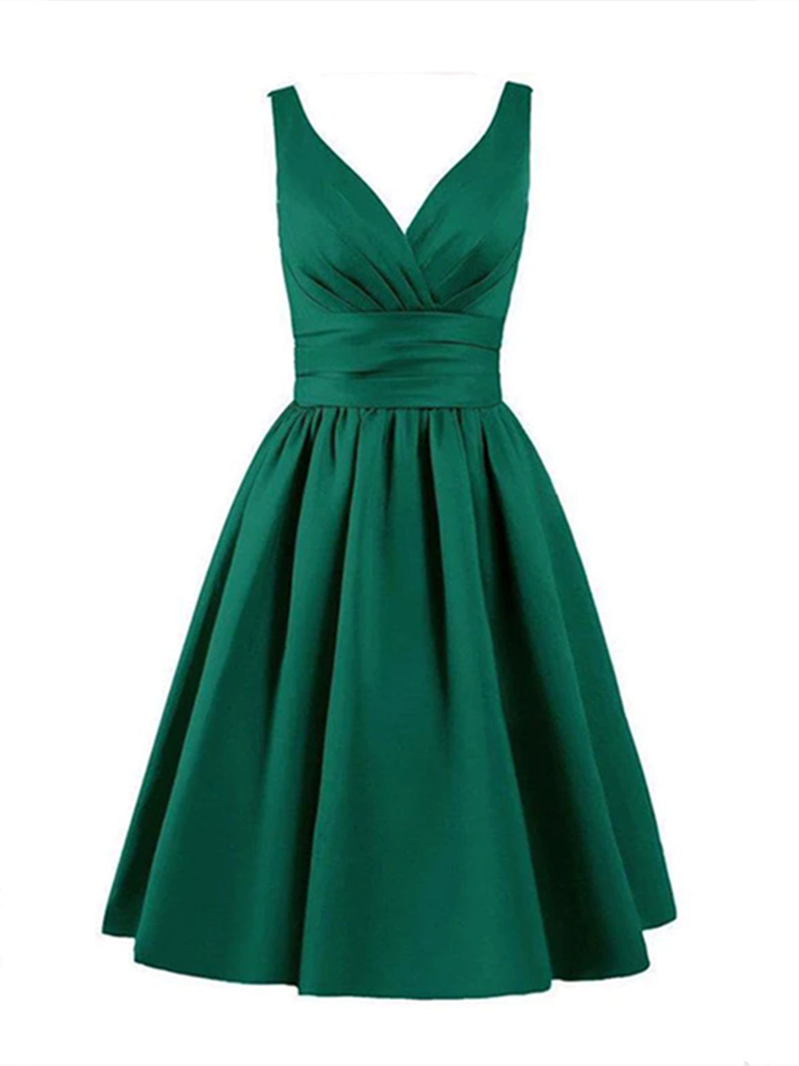 Short V Neck Green Prom Dresses, Short V Neck Dark Green Formal Homeco -  shegown