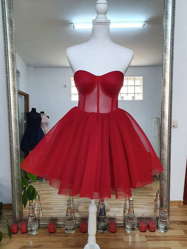 Red Satin Short Dress / V Cut Skirt Dress /red Short Strapless Dress /red Short  Corset Dress /party, Graduation Dres/prom Corset Dress -  Sweden