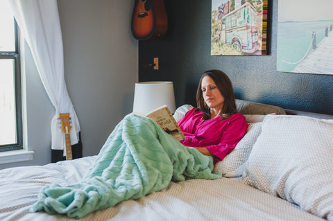 woman resting in bed