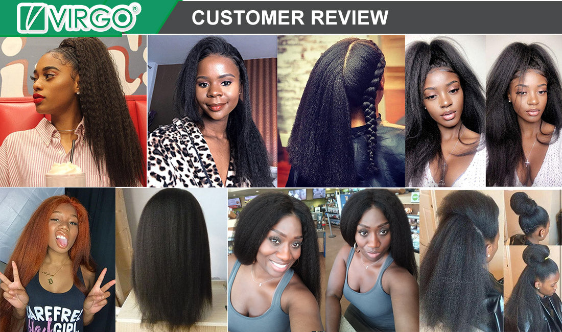 kinky straight lace front wigs customer show