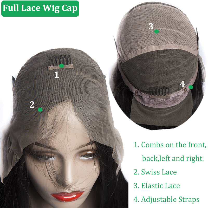 body wave full lace wigs cap details show in description