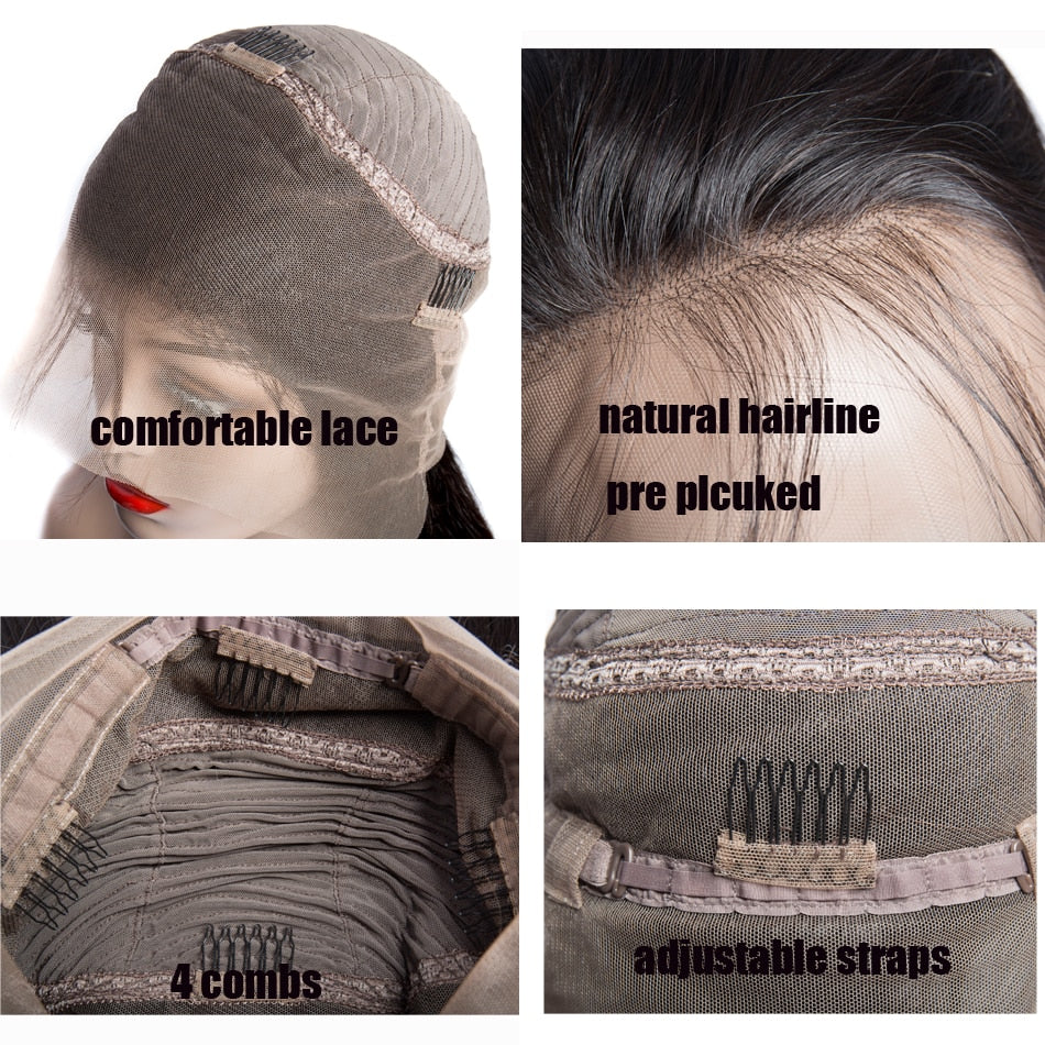 360 lace wigs cap show in description