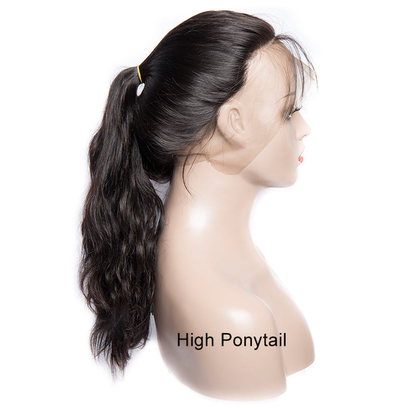 180 density body wave 360 lace wigs ponytail image show in description