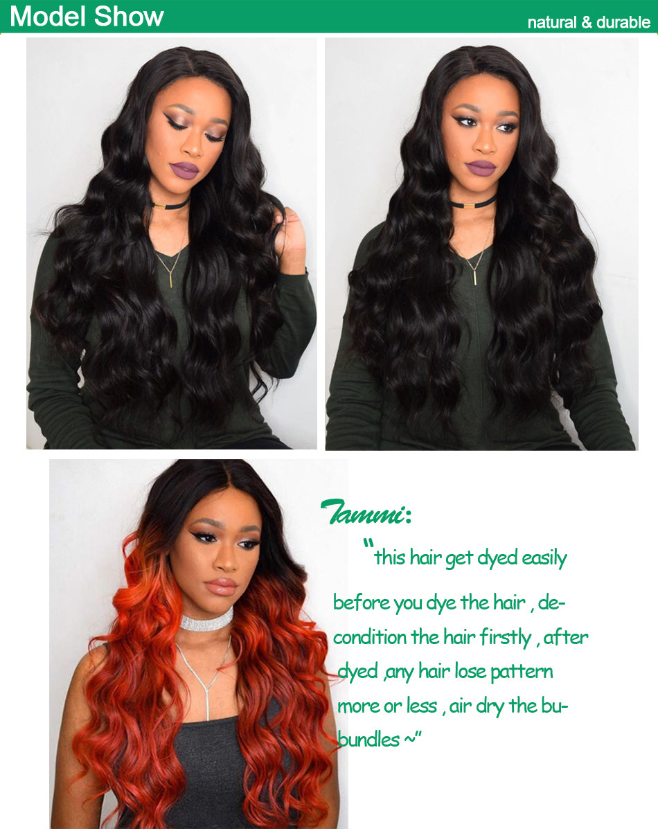 virgin remy body wave hair bundles dyed color show in description