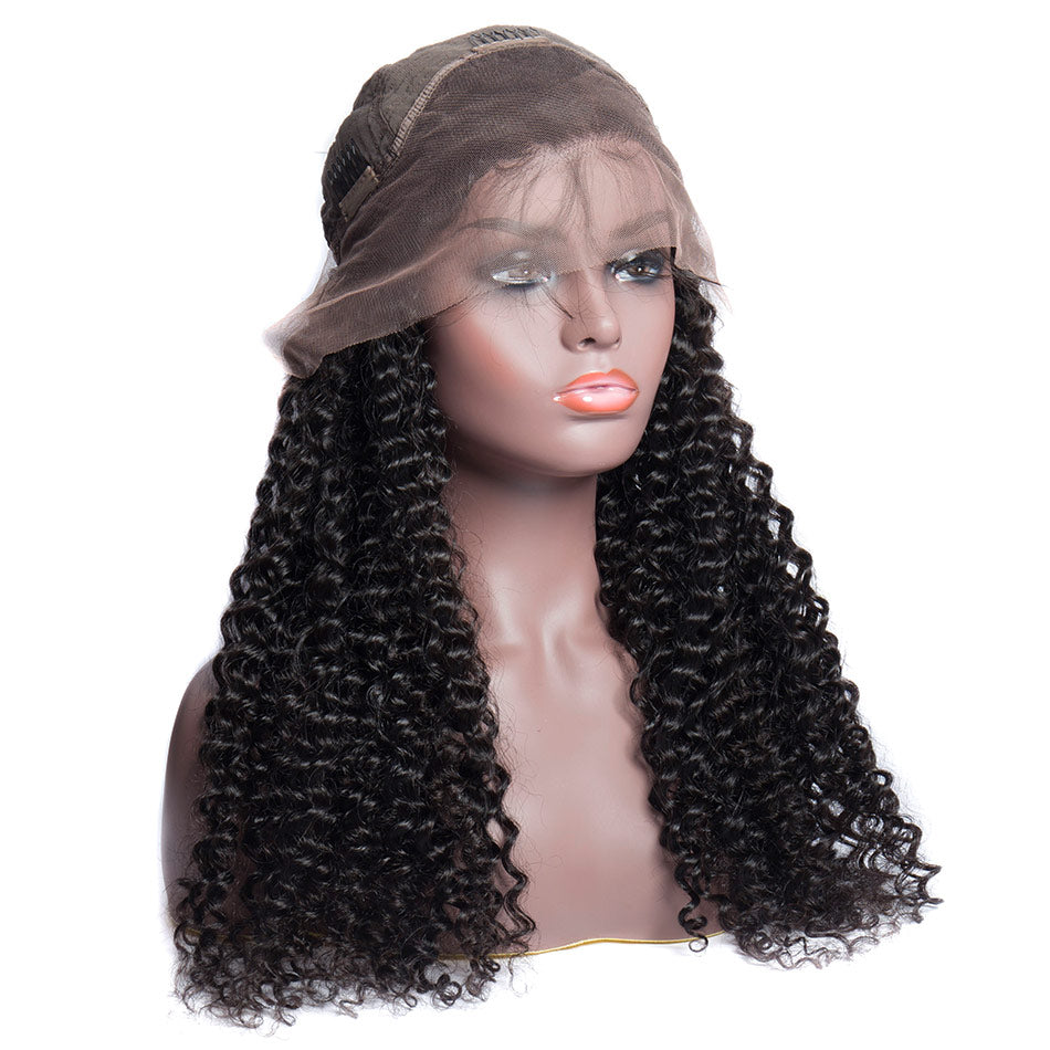 curly lace front wig 180 density wig cap show in description