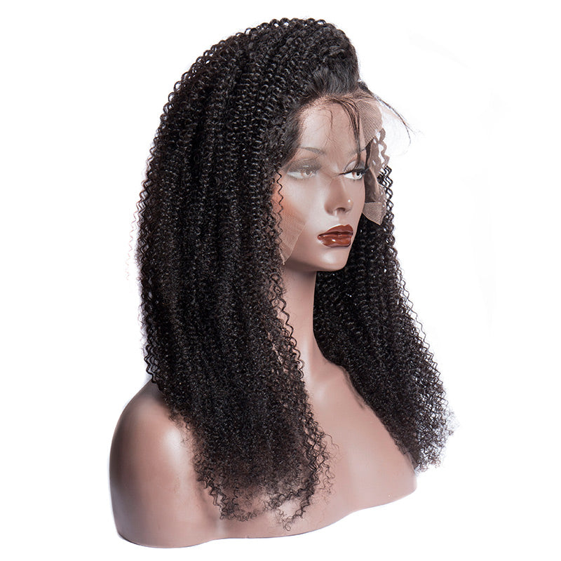 180 density kinky curly lace front wigs side front