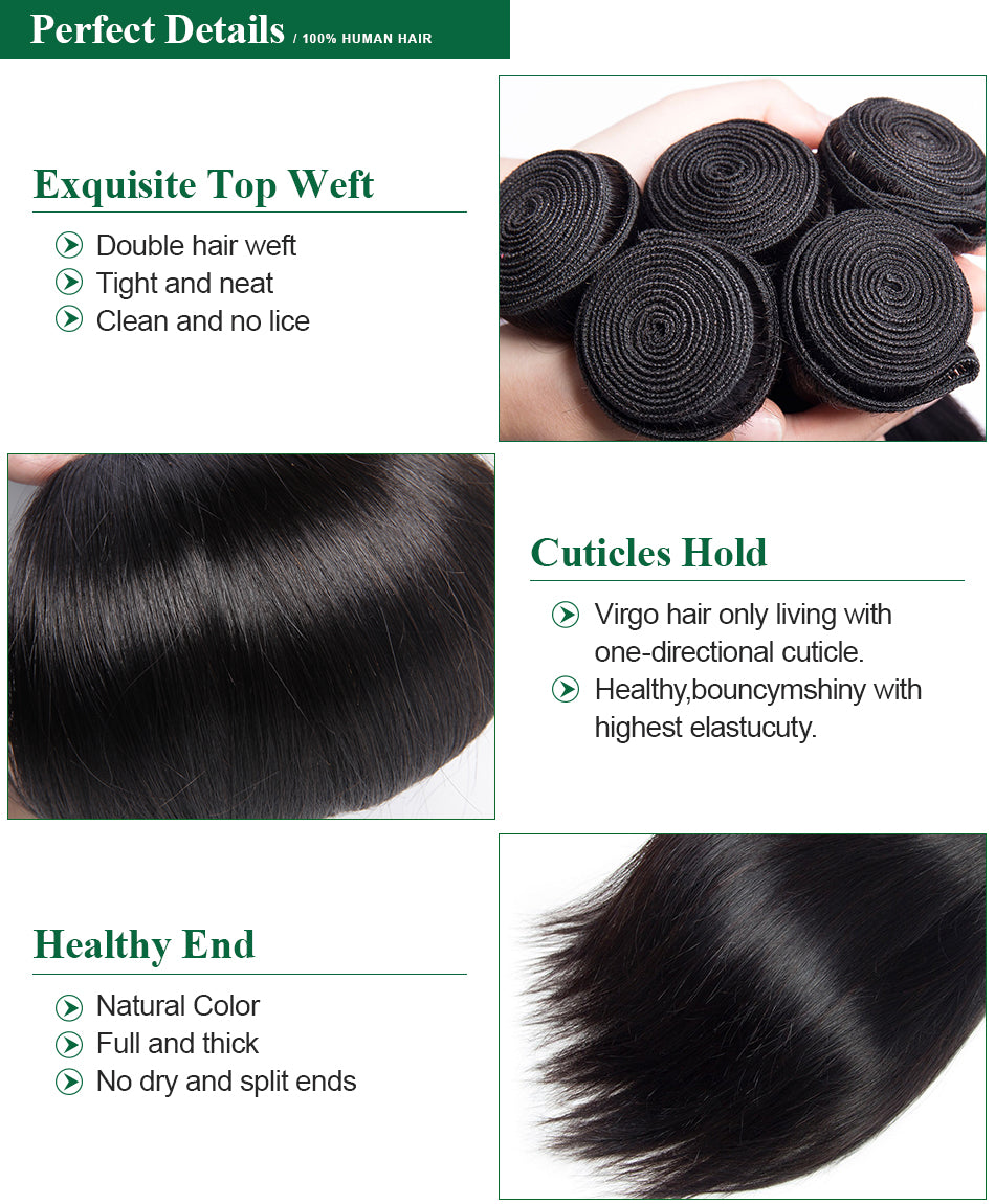 virgin remy straight hair bundles details in description