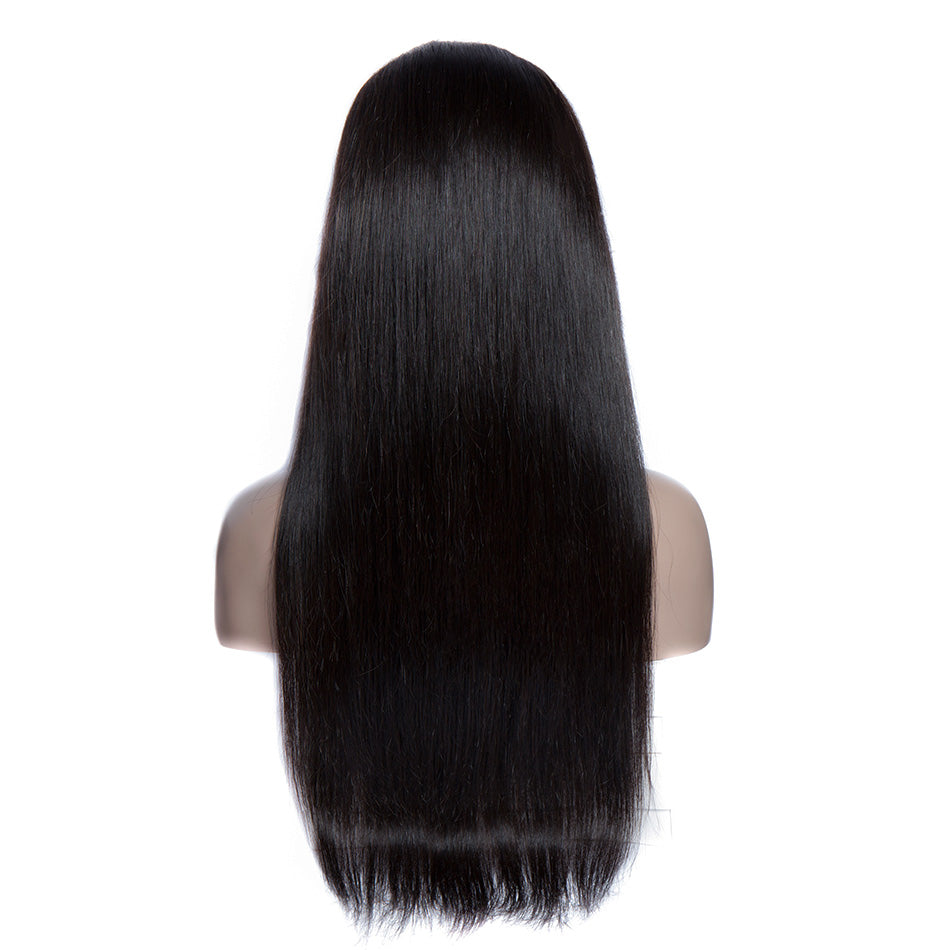 straight human hair 360 lace front wigs back show in description