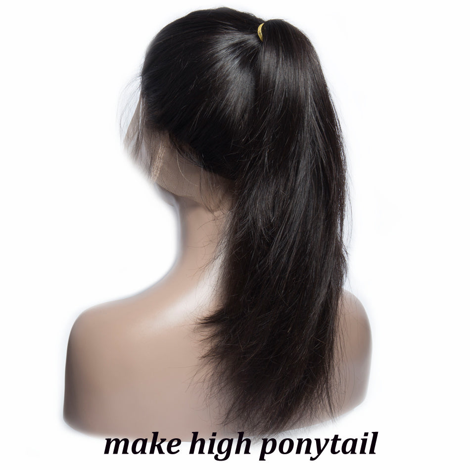 straight hair ponytail in description