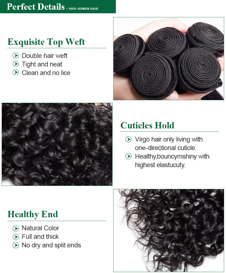 virgin remy water wave hair bundles details in description