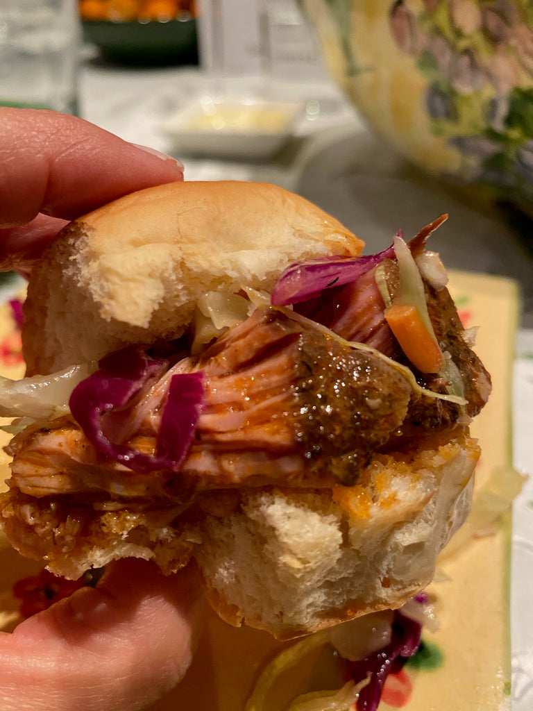 pulled pork in a sandwich