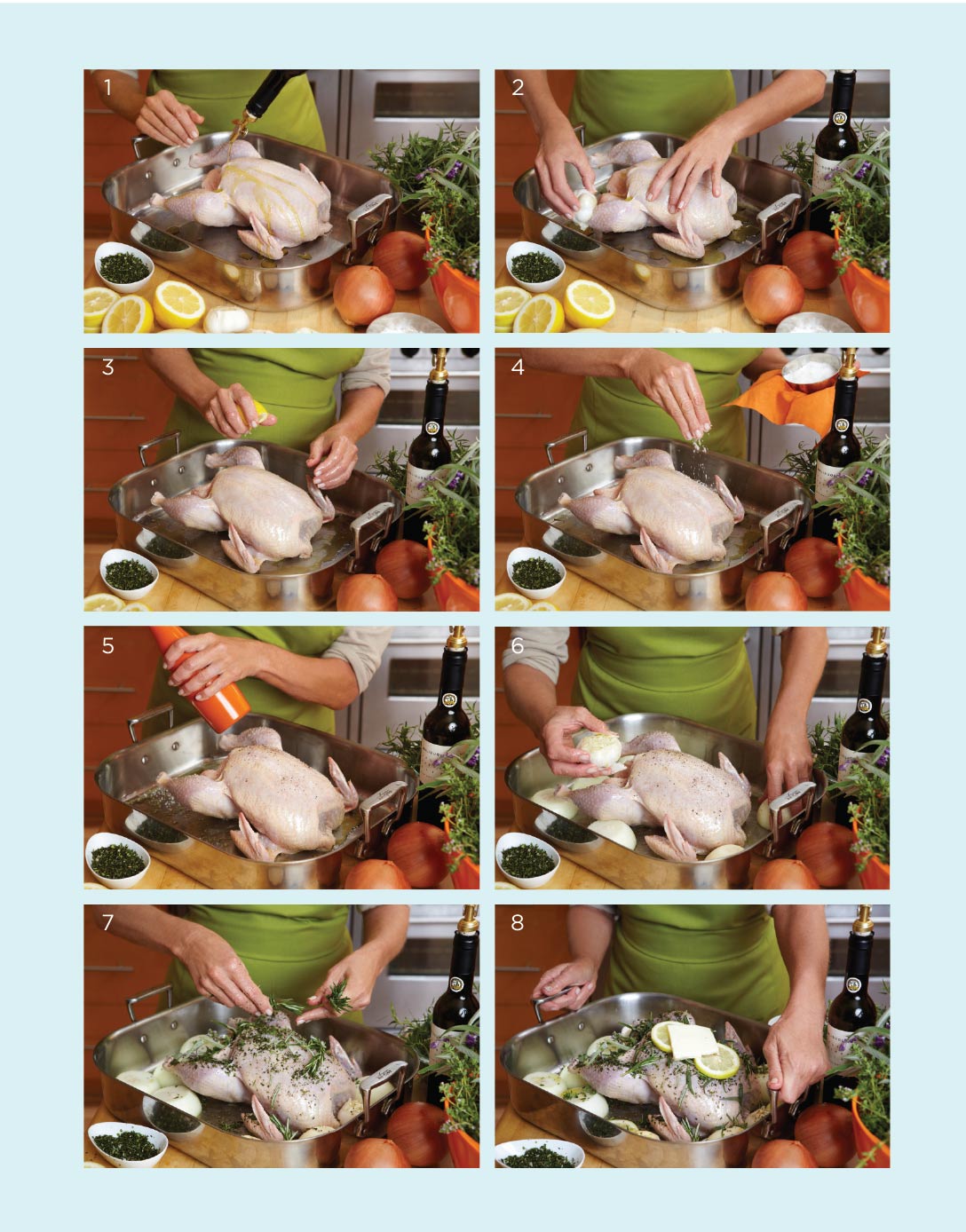 Images of Suzanne preparing the chicken