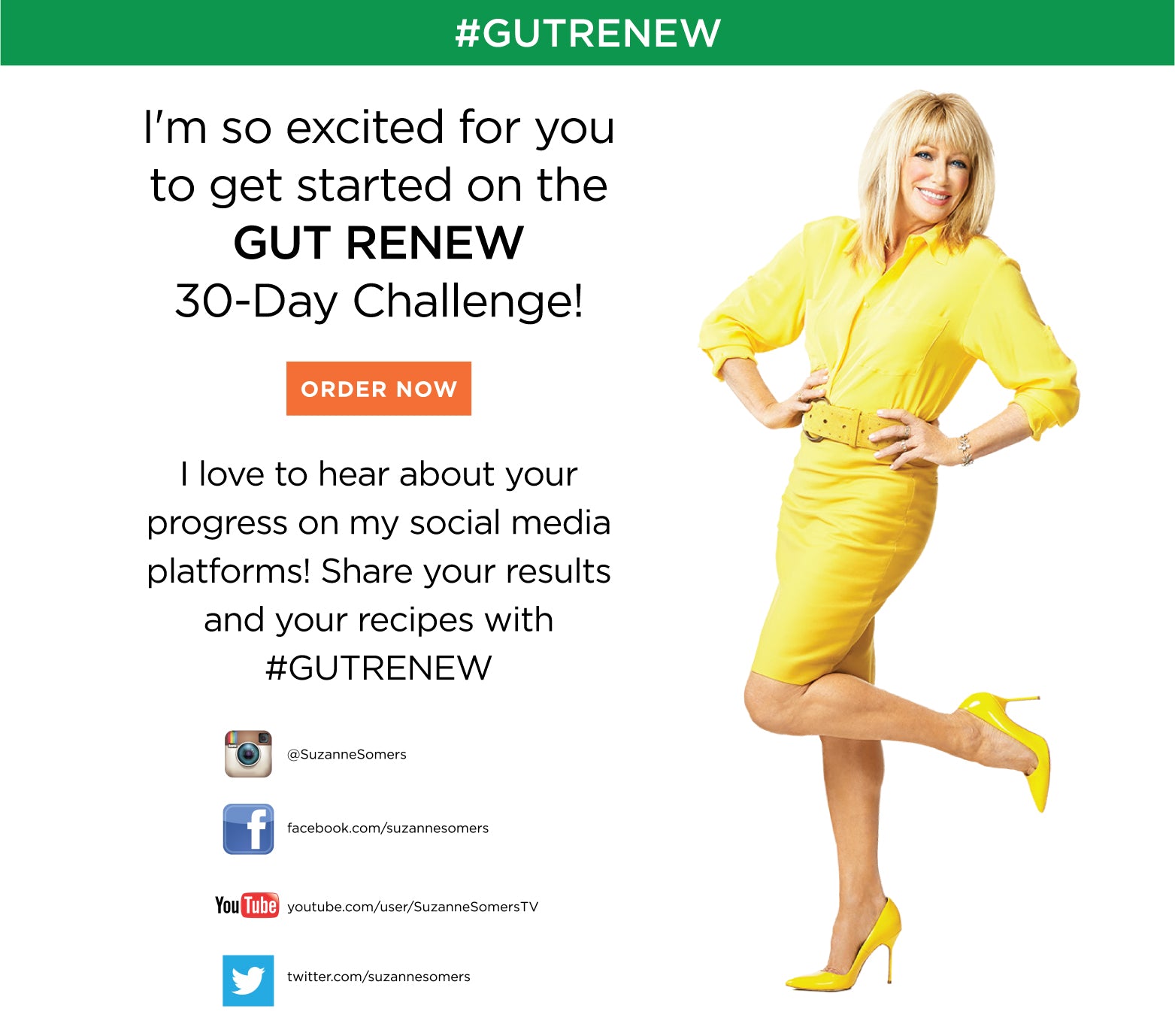 I'm so excited for you to get started on the GUT RENEW 30-Day Challenge. ORDER NOW. I love to hear about your progresson my social media platforms! Share your results and your recipes with #GUTRENEW