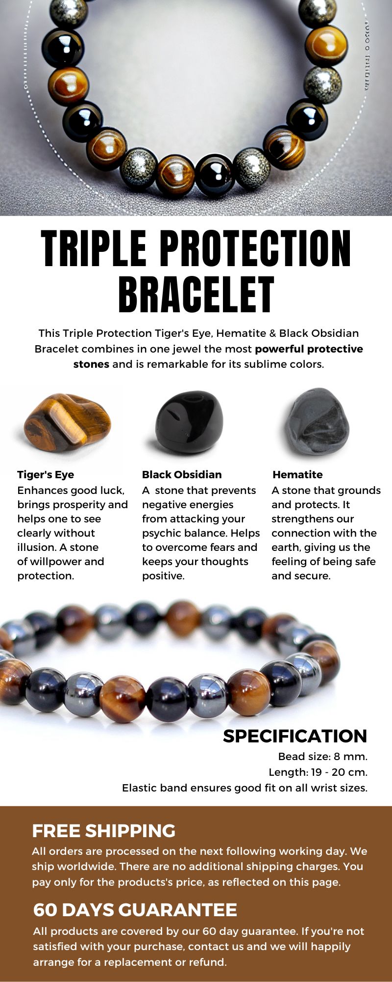 Triple Protection Bracelet - Protection, Power, Balance