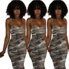 Summer Women Ladies Military Wind Camouflage Dresses Sleeveless Spaghetti Strap Sling KneeLength Dress Women Party Dress