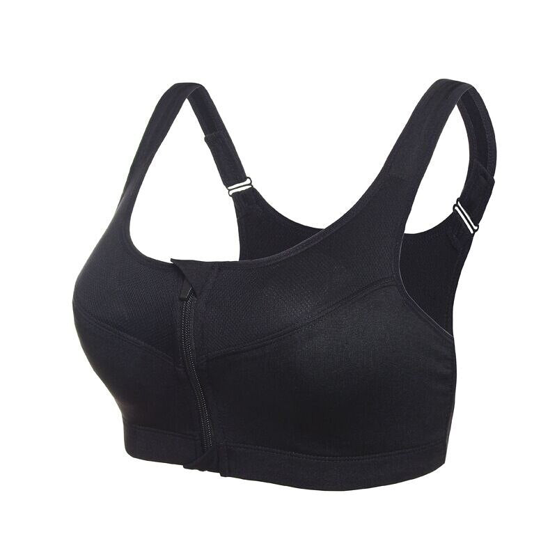 Strappy Sporting Bra Stretchy Front Zipped Padded Bra Women Backless P ...