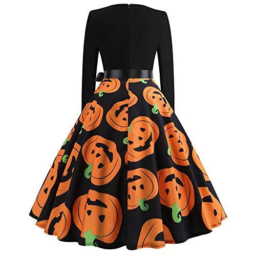 Totod Christmas Vintage Dress Women Long Sleeve Print Dresses O Neck X ...