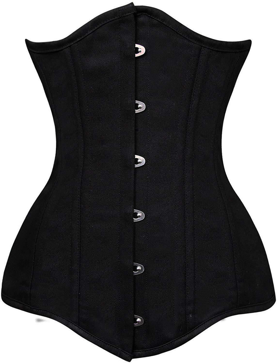 Women's 26 Steel Boned Cotton Long Torso Hourglass Body Shaper Corset ...