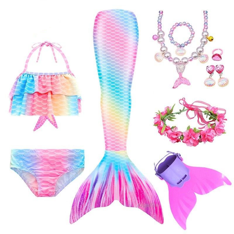 Swimmable Mermaid Tail Kids With Flipper Girls Mermaid Swimsuit Childr ...