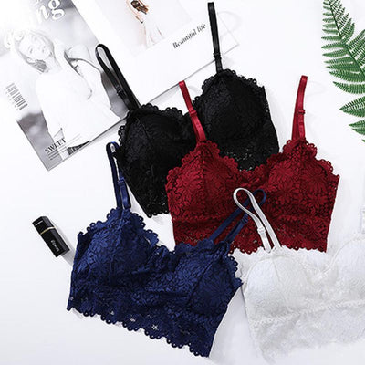 Embroidery Bra Women Plus Size Lace Bralette Bra Lace Top Adjustable B ...