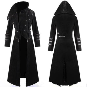 Scorpion Mens Coat Long Jacket Gothic Steampunk Hooded Trench Medieval ...