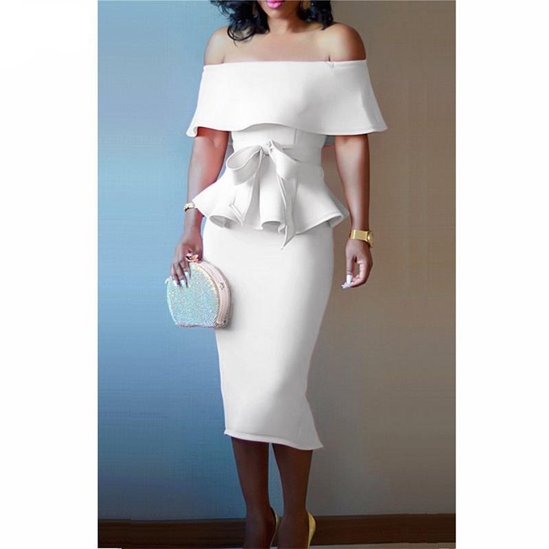 white off the shoulder peplum top