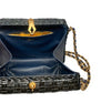 1960s Rodo Black Basket Weave Bag w/ Gold Chain Strap