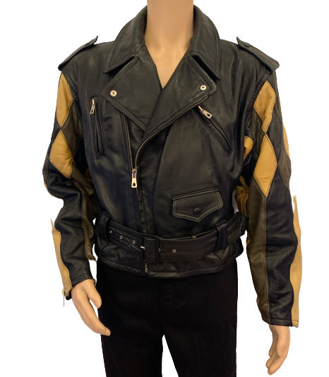 Jean Paul Gaultier Unisex Harlequin Patchwork Sleeve Leather Biker Jacket