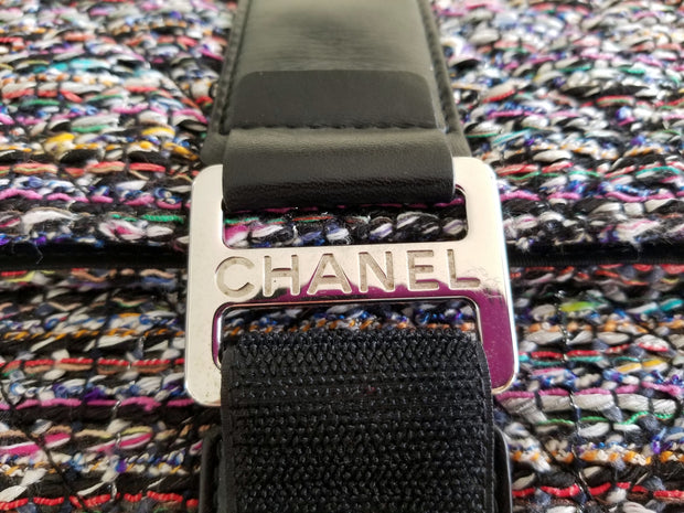 Chanel Multicolor Woven Tweed O-Case Pochette Clutch Zip Pouch