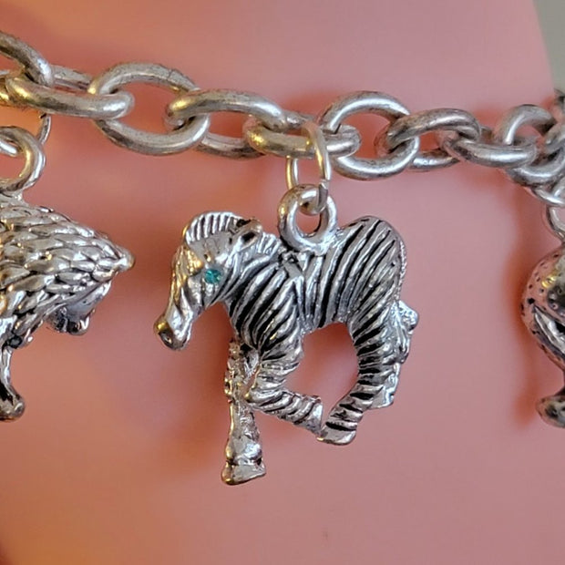 Sterling Silver 925 Estate Animal/Travel Keepsake Charm Bracelet 7 1/2