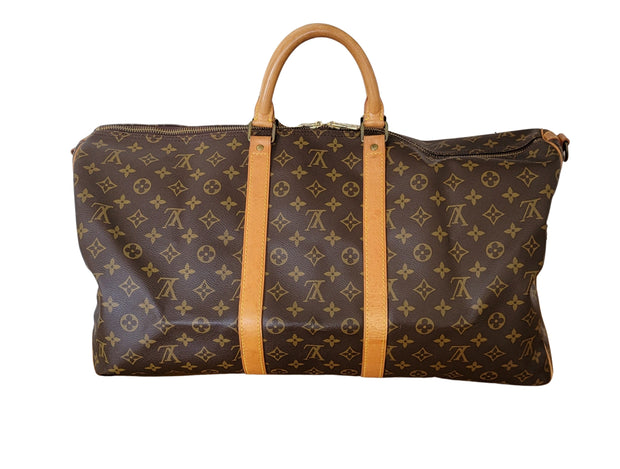 Authentic Louis Vuitton Boston Bag Keepall Bandouliere 55 Monogram