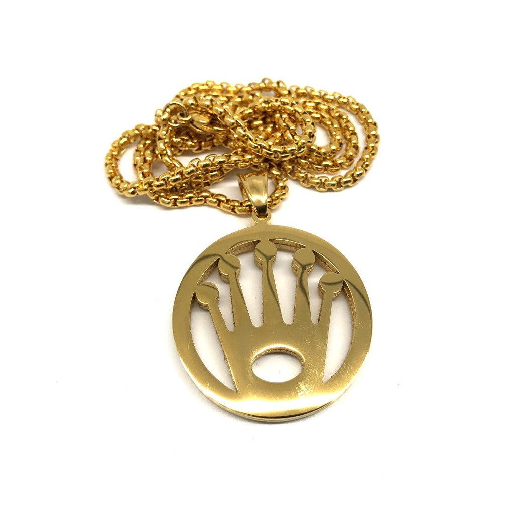 24in 3mm Rolo Chain With Rolex Icon 