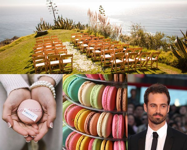 Natalie Portman and Benjamin Millepied Wedding Inspiration including macaron wedding cake and merci wedding favours