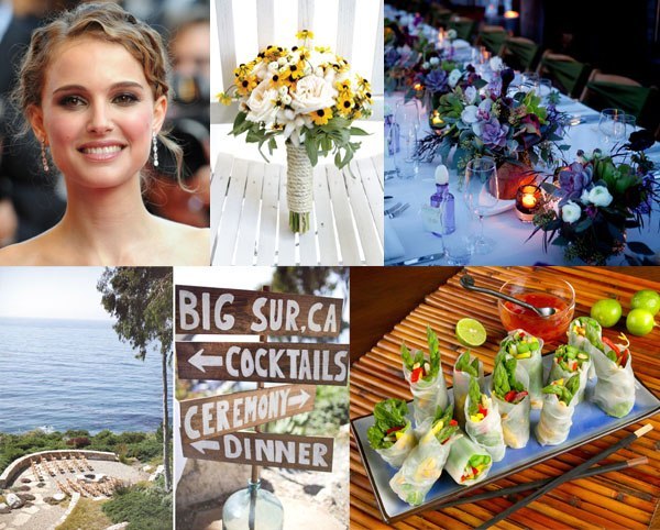 Natalie Portman and Benjamin Millepied unique wedding inspiration including vegan wedding breakfast and wildflower bouquet