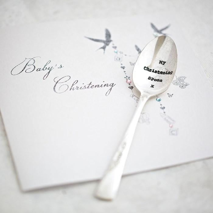 Dust & Things personalised vintage baby spoon christening gift 