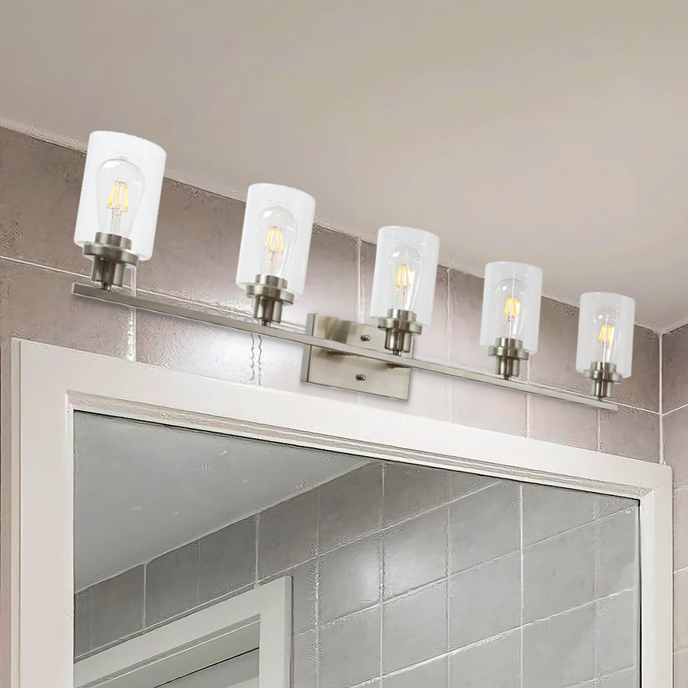 5 Light Bathroom Vanity Light Brushed Nickel Wall Sconce Modern