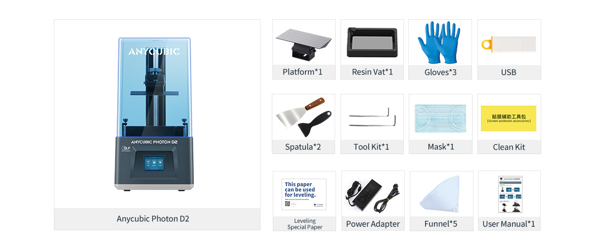 Anycubic Photon D2 - Contenu de la Boîte