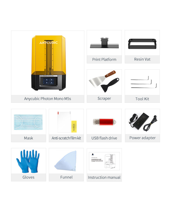 ANYCUBIC Photon Mono M5s 12K Resin 3D Printer, with Smart Leveling-Free, 3X  Faster Printing Speed, 10.1 Monochrome LCD Screen, Printing Size of 7.87