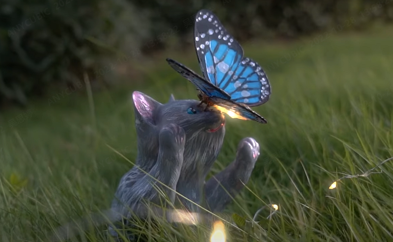 Cat is Chasing Butterfly 3D Model