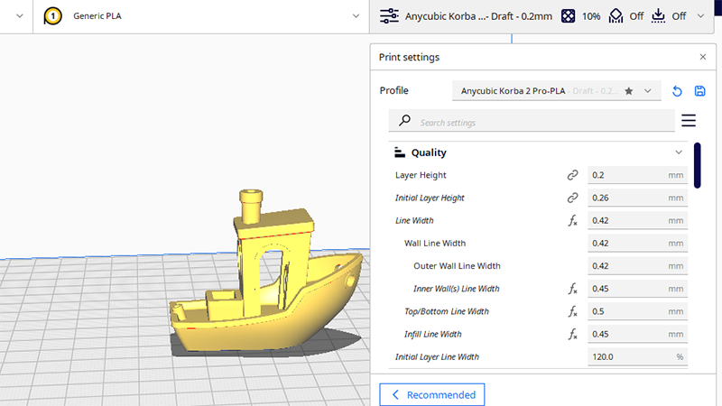 Adjust Cura Print Settings