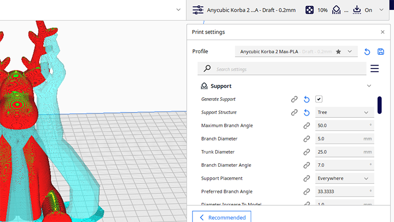 Cura tree supports