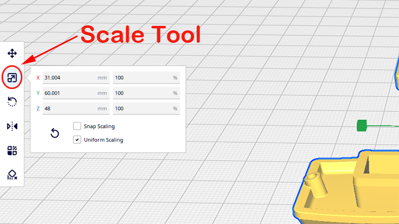 scaling tool in Cura