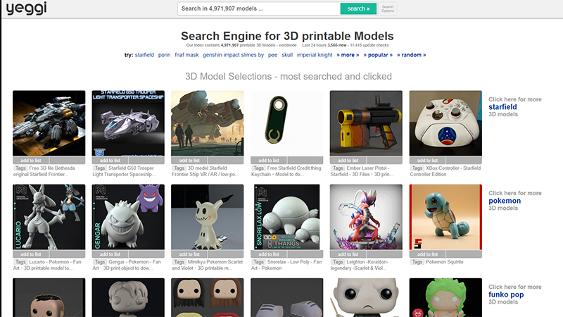 Yeggi - Site like Thingiverse