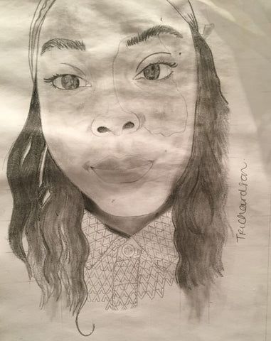A girl with birth mark - self portrait (drawing)