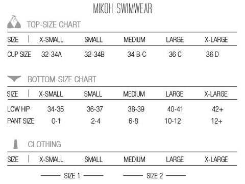 Mikoh Swimwear Size Chart